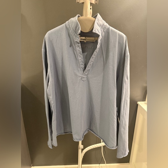 $168 New Frank & Eileen PATRICK Popover Henley Slate Blue  Long Sleeve Top Sz XL - Picture 5 of 11